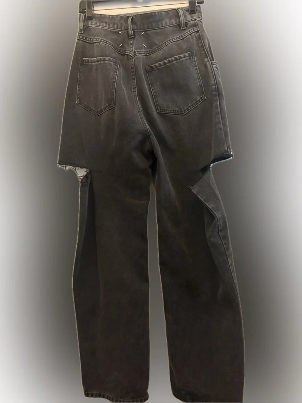 Maison Margiela Distressed Wash Black Wide-Leg Cut-out Jeans - Picture 6 of 6